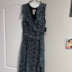 RK Collection Teal and Black Midi Wrap Dress
